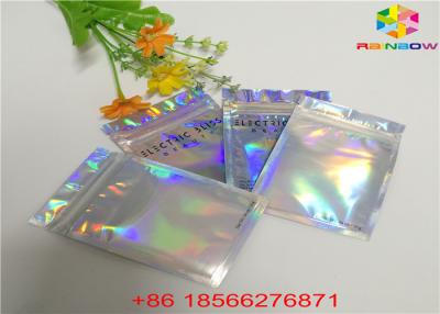 China Matte Finished Hologram Foil Zip Lock Bags Face Mask Cosmetic Sample Flat Pouch for sale