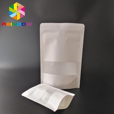 China Stand Up Pouch White Kraft Paper Bag Packaging Doy Pack Zipper Lock For Milk Protein Powder for sale