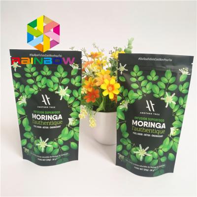 Chine Tenez les sachets en matière plastique zip-lock empaquetant le sachet à thé vert rayé de poudre de Matcha de papier d'aluminium à vendre