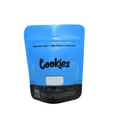 China Custom Herbal Incense Packaging 3.5g Cookies Bag Mylar Child Proof With Clear Window for sale