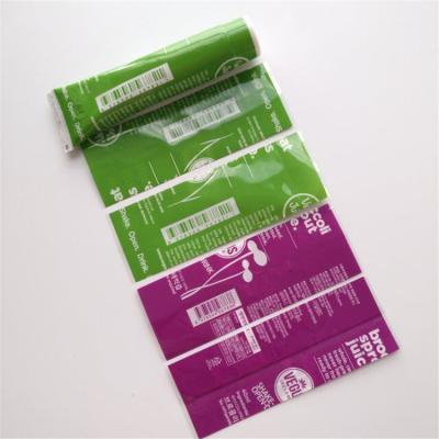 China Waterproof Printed Shrink Wrap Bottle Labels PVC/PET For Snack Food Vegus Juices for sale