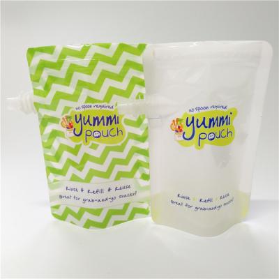 China Customised Printing Spout Pouch Packaging Child Safe Lid Reusable Baby Food Pouch for sale