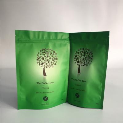China Waterproof Biodegradable Stand Up Coffee Pouches Slimming Matcha Green Tea Kraft Paper Bags for sale