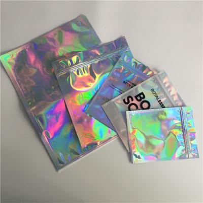China Self Adhesive Foil Pouch Packaging Metallic Label Sticker Holographic Iridescent Bag For Edible Glitter / Shimmer for sale