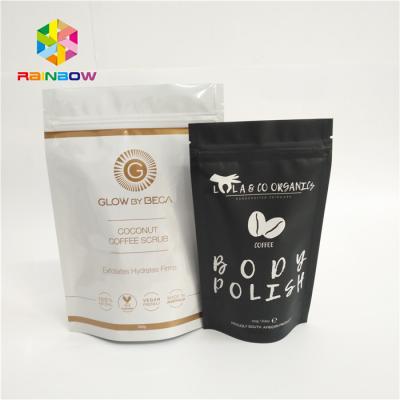 China palstic zipper laminated coffee bags plain white stand up pouch with k tear notches packaging for 500g 1kg 3kg for sale