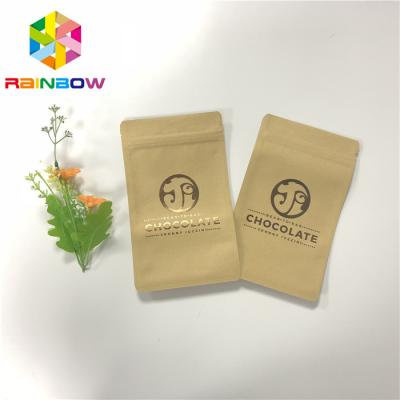 China UV Printing Three Side Sealed Zipper Craft Paper Bags For Chocolate Bar Packing for sale