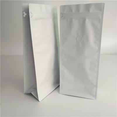 China Flat Bottom Bag Food Packaging Film Plain White Printing Top Filling With Air Valve for sale