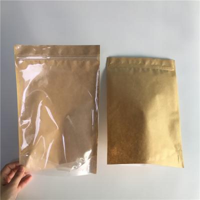 China Food Grade Kraft Paper Stand Up Pouch Packaging Pull Tab With Good Sealability Zipper for sale