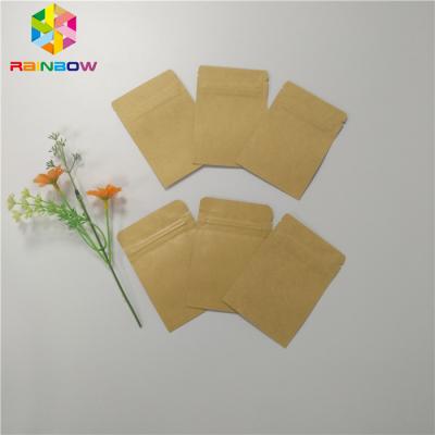 China Reusable Kraft Paper Bags Three Side Heat Seal Packaging For Cosmetics Sample Packet for sale