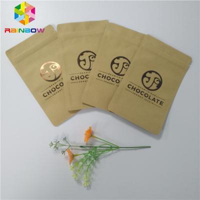 China Three Side Sealed Kraft Customized Paper Bags Foil Lined Organic Roasted Coffee Packing for sale