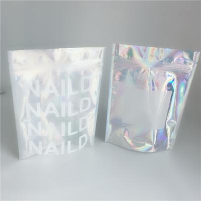 China CYMK Stand Up Zipper Pouch Holographic Hologram Bags For Cosmetics Packaging for sale