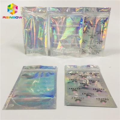 China Clear Window Cosmetic Packaging Bag Customized Printing Plastic Hologram Mylar Pouch for sale