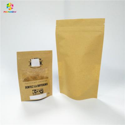 China Custom Printing Tea Snack Bag Packaging Kraft Paper Organic Doypack With Window for sale