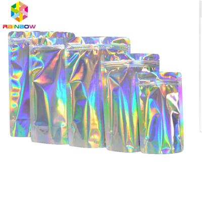 China Plastic Stand Up Coffee Pouches Laser Holographic Effect Bags Ziplcok For Clothes Cosmetics for sale