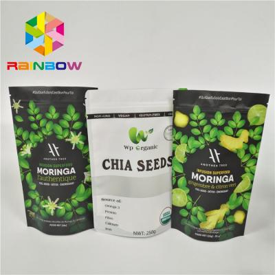 China Laminated Material Stand Up Pouch Bags Moringa Leaf Powder Packaging With Zipper for sale