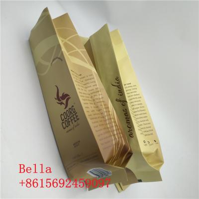 China Matte Surface Stand Up Zipper Pouch Side Gusset Bag Coffee Beans Packaging With Valve for sale