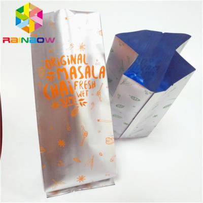 China Laminated Plastic Pouches Packaging Side Gusset Heat Seal Vacuum Bulk Tea Valve Bag for sale