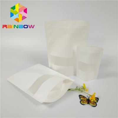China Matt White Plastic Pouches Packaging Doypack Poly Zip Lock Stand Up Pouch Rectangle Window for sale