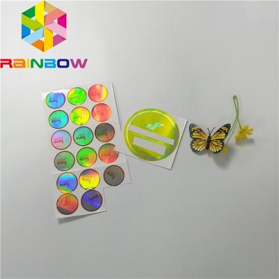 China Adhesive Shrink Sleeve Printing Custom Reflection Rainbow Holographic Stickers Label for sale