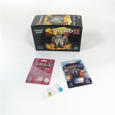 China La aduana de empaquetado de la tarjeta de la ampolla del papel revestido imprimió el paquete de la cápsula de la píldora del rinoceronte 69 del efecto 3D en venta
