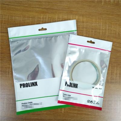 China k USB Cable Plastic Pouches Packaging Resealable Mobile Phone Case Bags With Handle for sale