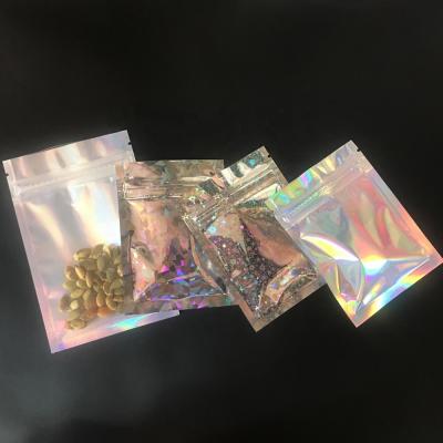 China Three Side Seal Zip Lock Herbal Incense Packaging Heat Sealing Holographic Laser With Clear Wind for sale