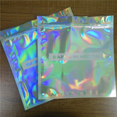 China Clothes Underwear Packaging Stand Up Zipper Pouch Bags Iridescent Glitter Holographic k for sale