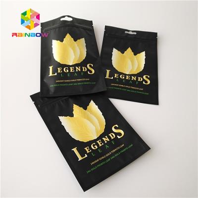 China Smell Proof Custom Printed Sative Leaves Packaging Smoking Weed Bags For Tobacco for sale