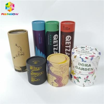 China Round Kraft Paper Box Packaging Tube Push Up Lid CMYK Color For Food Packaging for sale