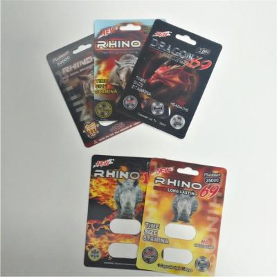 China Büffel-glückliche Zeit-Blisterpackungs-Verpackennashorn-Pillen-Blasen-Papierkarten kundenspezifisch zu verkaufen
