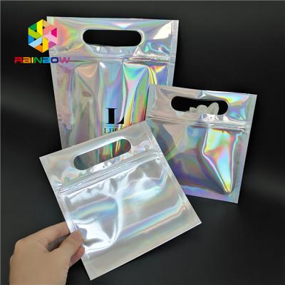 China Skincare Cosmetic Packaging Bag Hologram Foil Bath Salt Packing With Window / Hanger for sale
