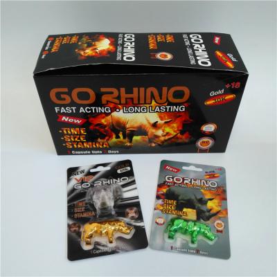 China El empaquetado plástico de la tarjeta de la ampolla de la cápsula de la botella de píldora va conjunto completo del oro 3D del rinoceronte en venta