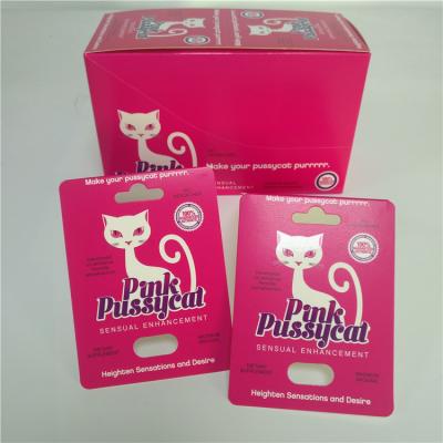 China Pink Pussycat Sex Pill Paper Card Blister Sex Enhancer Packaging Display Box for sale