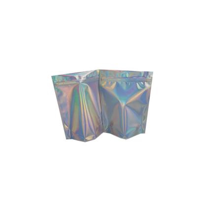 China Holographic Plastic Pouch Packaging Transparent Front Laser Film Customized Size for sale