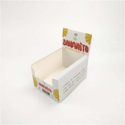 China Custom Logo Cardboard Storage Boxes Recyclable White Glosy Energy Candy Bars Diaplay for sale
