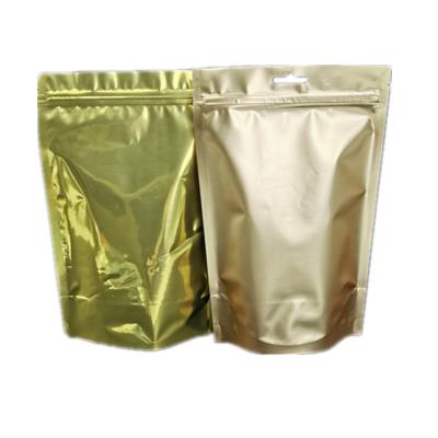China Gold Color Foil Smell Proof Stand Up Pouch  Bag Heat Seal Zipper Top for sale