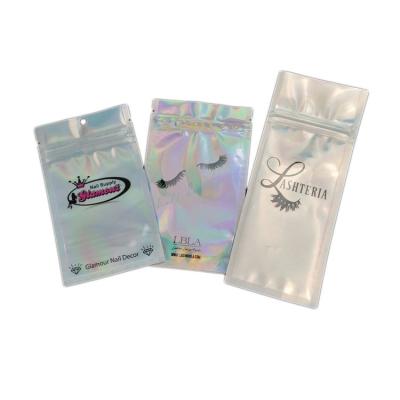 China Clear Holographic Zip Lock CMYK Color Cosmetic Packaging Bag for sale