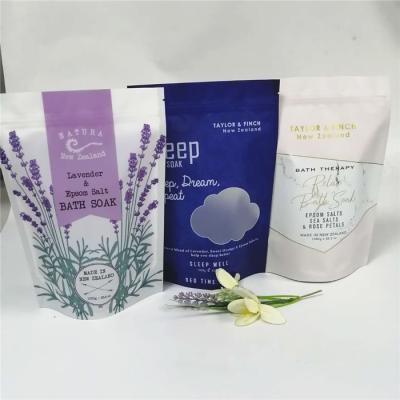 China skincare packaging bag/hologram foil stand up bath salt packaging with window for sale