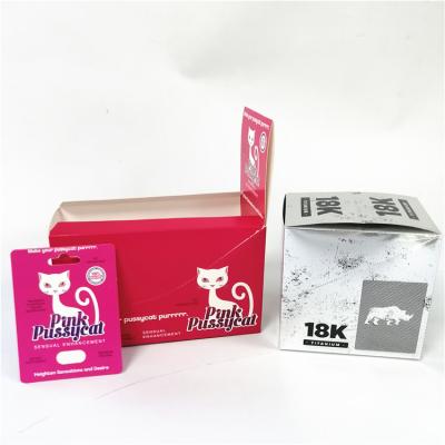 China Custom printing spot UV sensual enhancement paper card pink pussycat packaging paper display box for sale