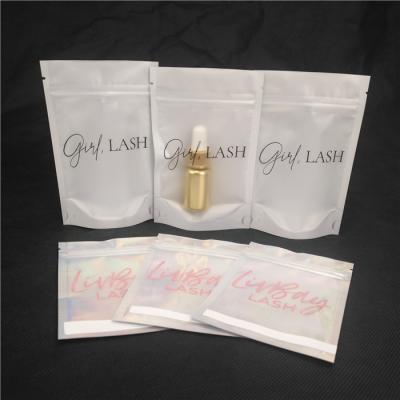 China Custom Logo Laser Cosmetic Packaging Single-layer Bag Lipgloss Lashes Essential Oil Bottle Packaging Doypack Bag for sale