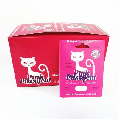 China Custom printing display paper cards tear notch line boxes Pink Pussycat card box with blister for sale