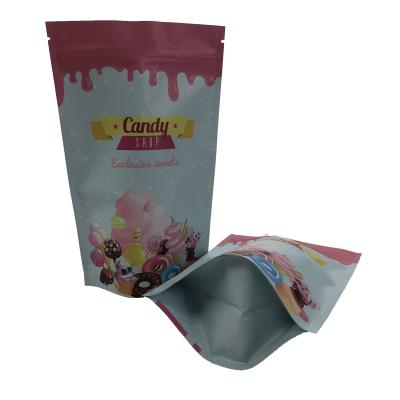 China Customized Glossy Surface Digital Printing Plastic Zip Lock Flat Bag With Aluminum Foil Bags For Candy Bags for sale