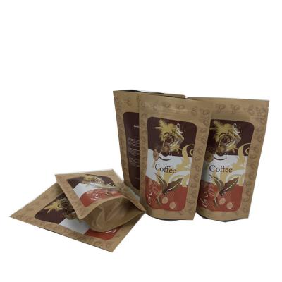 China Hot Sale Moistureproof Kraft Paper Pouch Resealable Zip lock Stand Up Dried Food Packaging Bags With Tear for sale