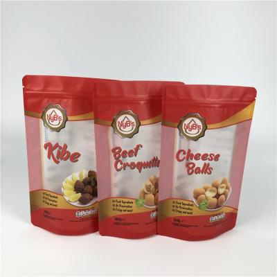 China Mini quantity digital printing cookie snack jerky beef packaging stand up zipper bag with clear window for sale
