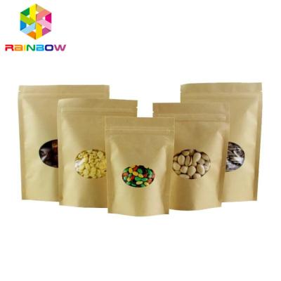 China Las bolsas de papel impresas de encargo con el bolso Ziplock de Brown Kraft para el café/el té con la ventana colocan la bolsa para arriba de empaquetado en venta