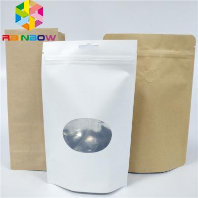 China Bolsas de papel de encargo de Brown Kraft de la cremallera de Logo White Paper Bags With para el empaquetado de papel de aluminio de la comida en venta