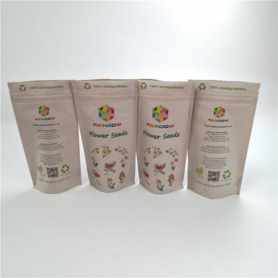 China Customized Stand Up 100% Biodegradable Kraft Paper Pla Bags For Grabba Leaf for sale