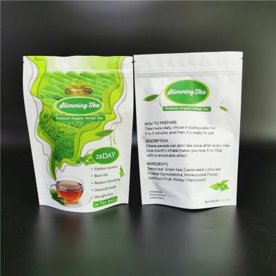 China Digitas que imprimem o suporte acima dos sacos verdes de empacotamento de Mylar do chá da dieta do saco do chá vazio Ziplock dos malotes à venda
