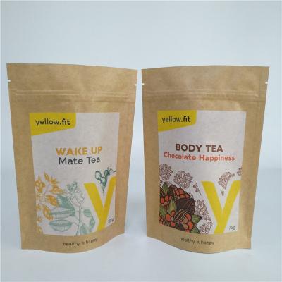China Compostable Stand Up Tea Bag Flour Packaging Kraft Paper Bags For Pet Food for sale