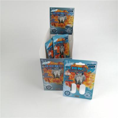 China 600k 700k Rhino Sex Pill Blister Card Packaging 3d Lenticular Card display box for sale